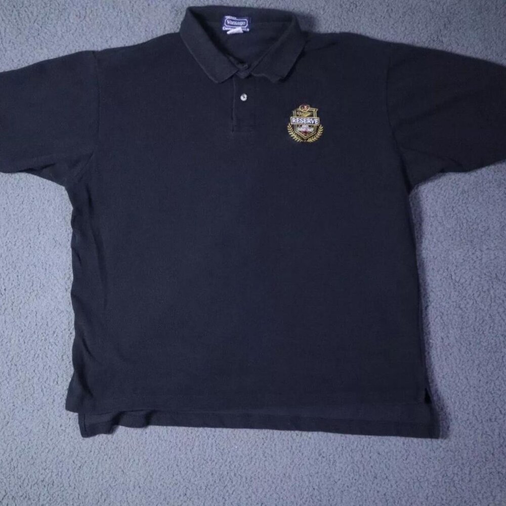 Miller Beer Golf Polo Shirt Men's XL Black Short Sleeve Logo Embroidered Cotton